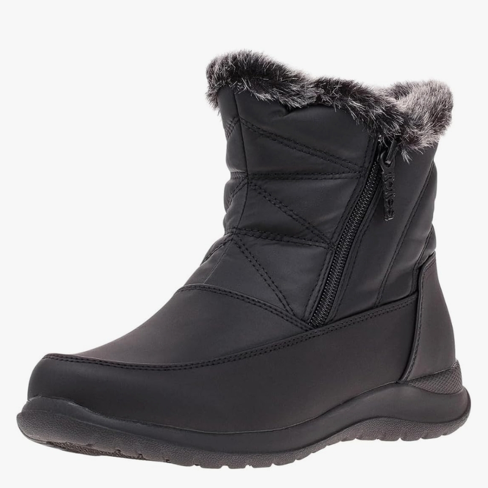 totes Black Gray Winter Rain Boots with Fur Lining